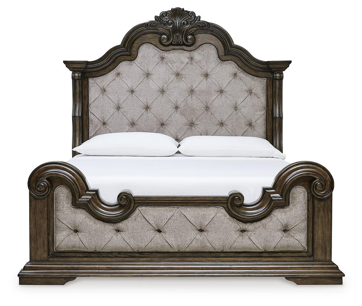 Maylee King Upholstered Panel Bed and Dresser