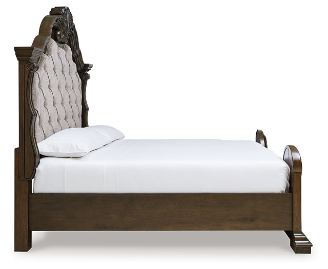 Maylee King Upholstered Bed with Dresser and Nightstand