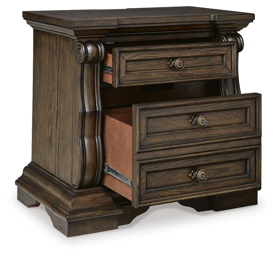 Maylee Queen Upholstered Panel Bed, Dresser and 2 Nightstands