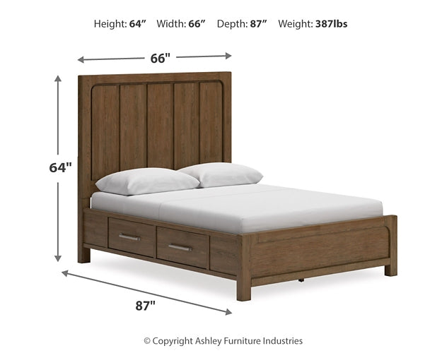 Cabalynn Queen Panel Bed with Storage, Dresser and Mirror