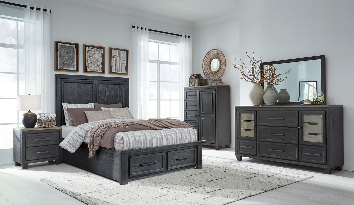 Foyland Queen Storage Bed, Dresser, Mirror and Nightstand