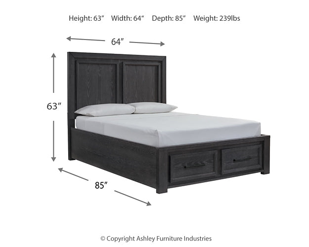 Foyland Queen Storage Bed, Dresser, Mirror and Nightstand