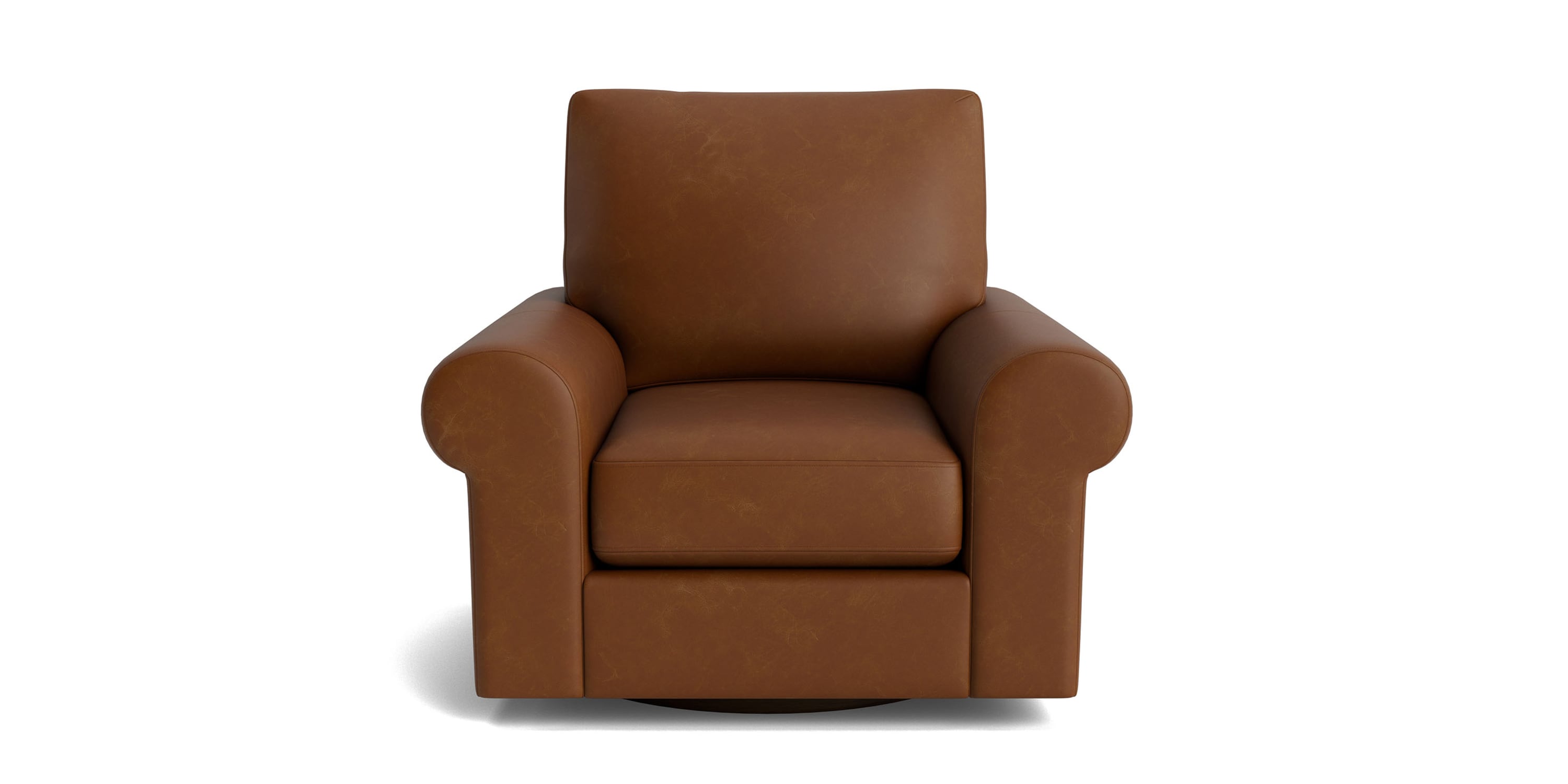 True Custom® Leather Large Roll Arm Swivel Chair Bassett