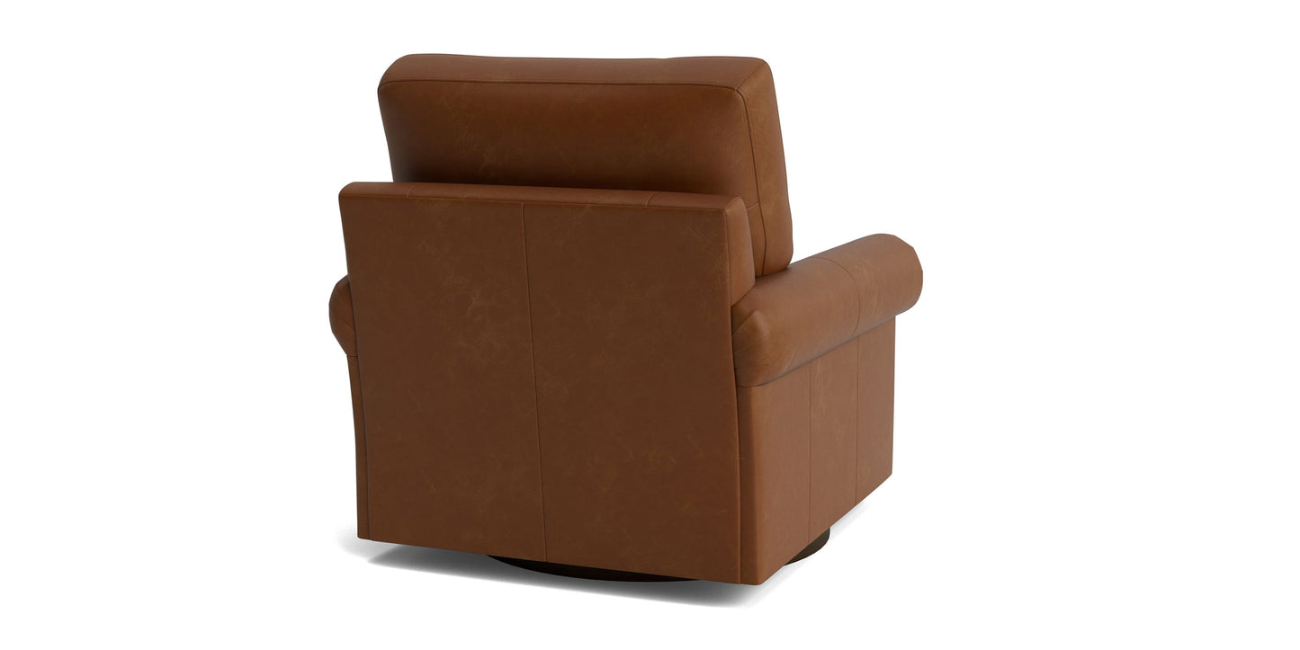 True Custom® Leather Panel Arm Swivel Chair Bassett