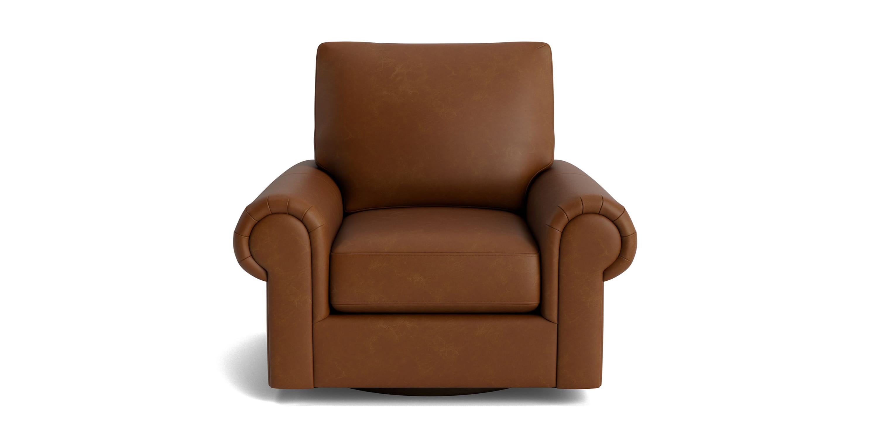 True Custom® Leather Large Panel Arm Swivel Chair Bassett