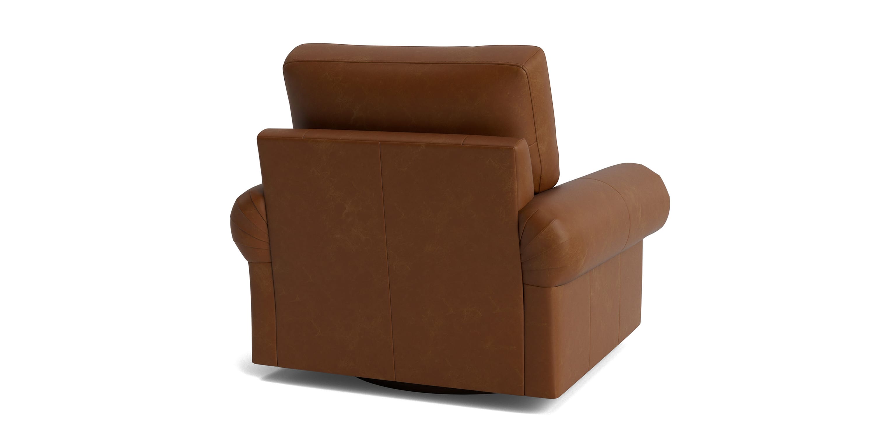 True Custom® Leather Large Panel Arm Swivel Chair Bassett