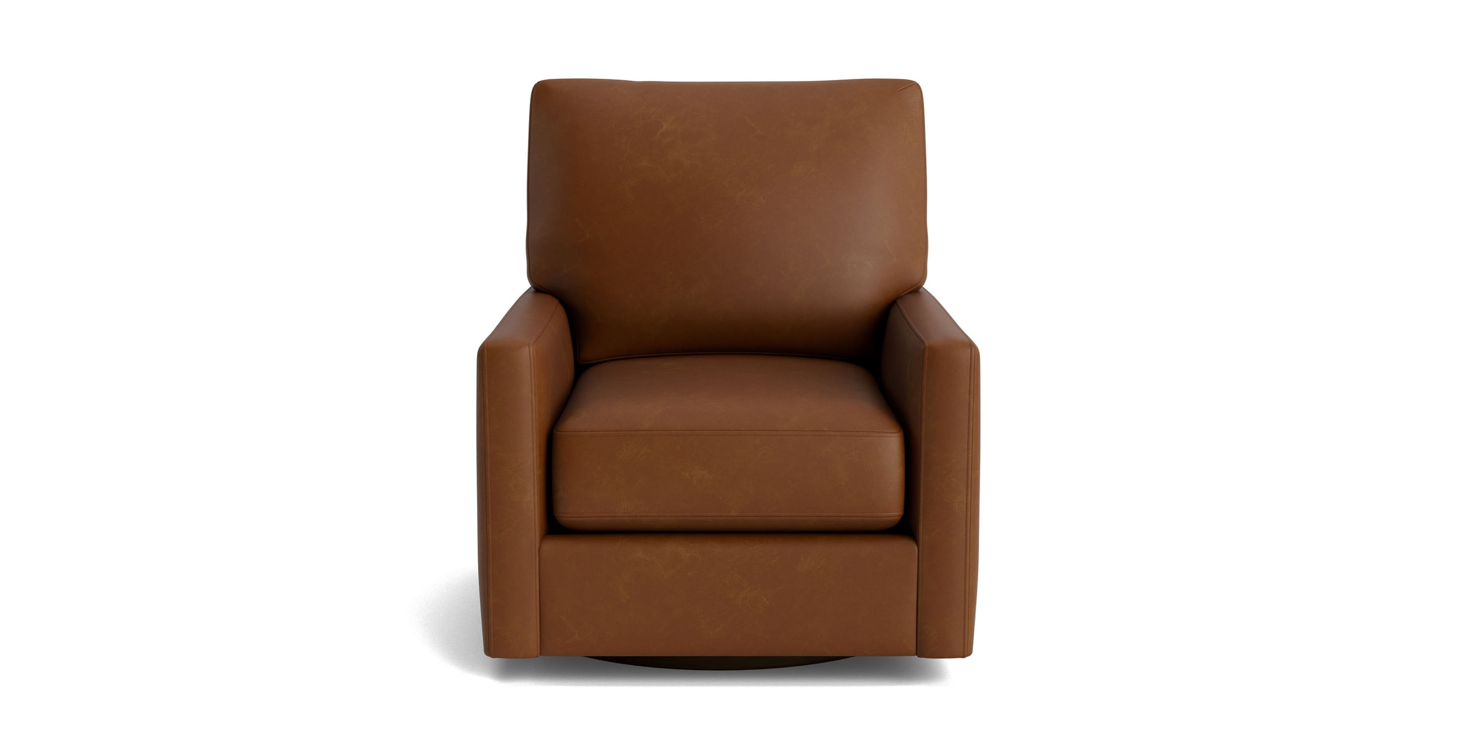 True Custom® Leather Track Arm Swivel Chair Bassett