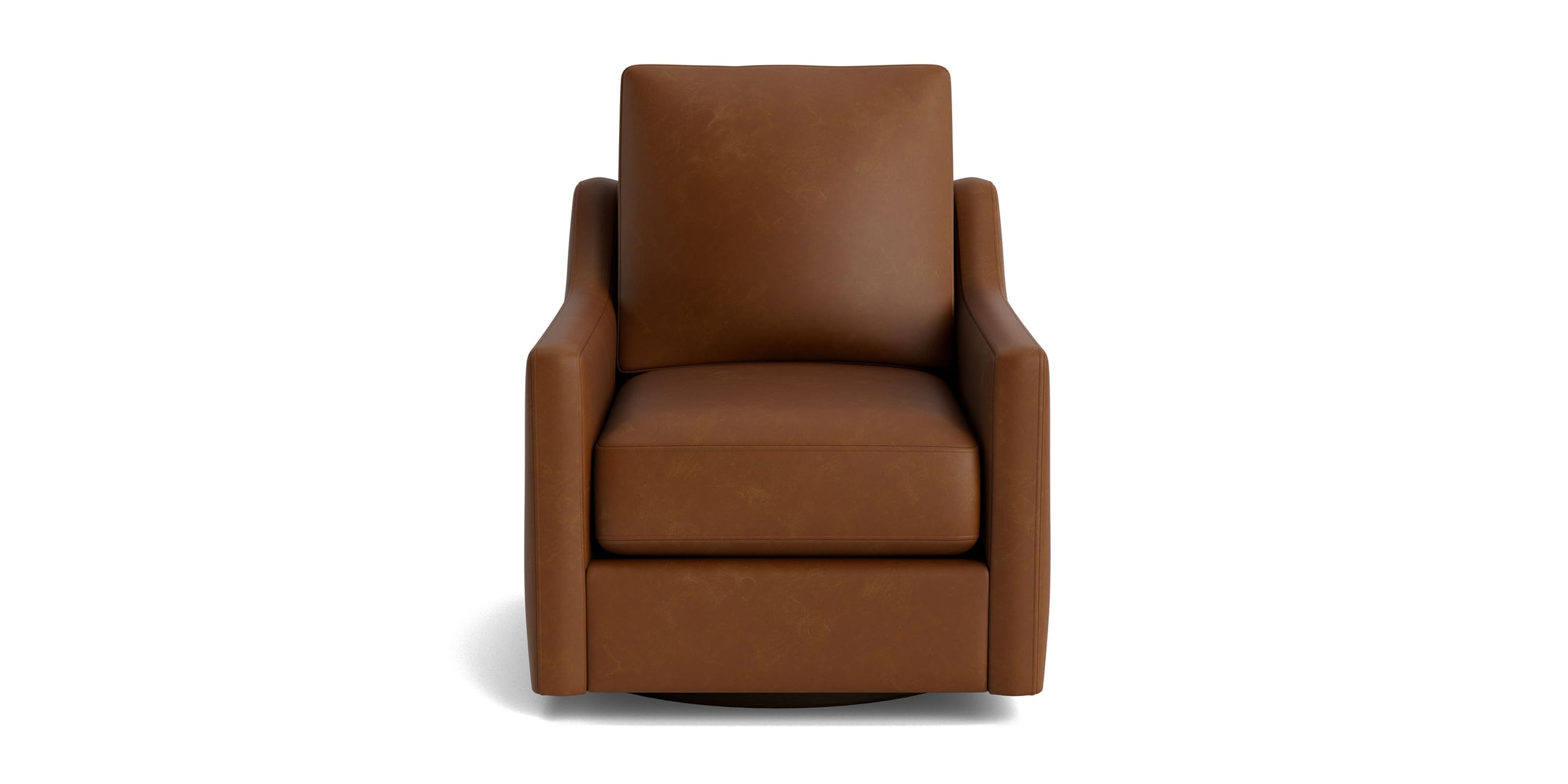 True Custom® Leather Slope Arm Swivel Chair Bassett