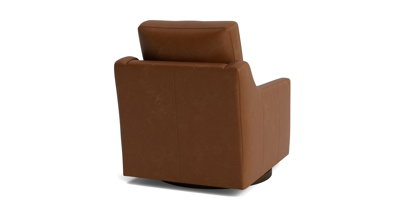 True Custom® Leather Slope Arm Swivel Chair Bassett