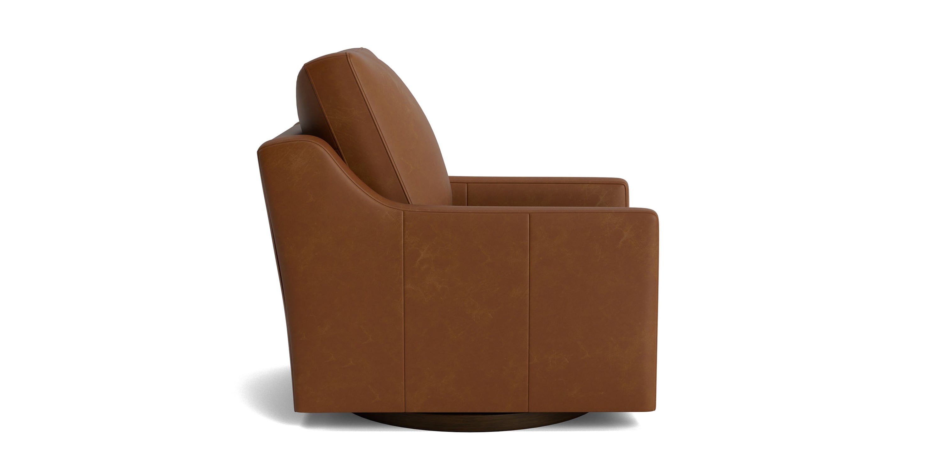 True Custom® Leather Slope Arm Swivel Chair Bassett