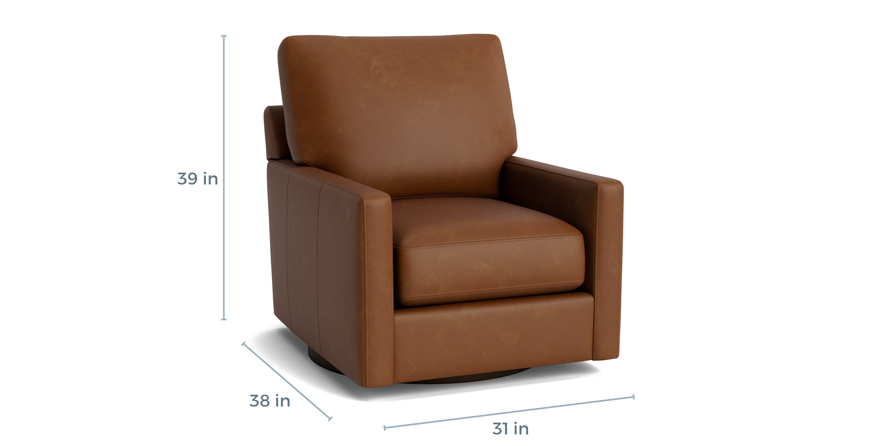 True Custom® Leather Track Arm Swivel Chair Bassett