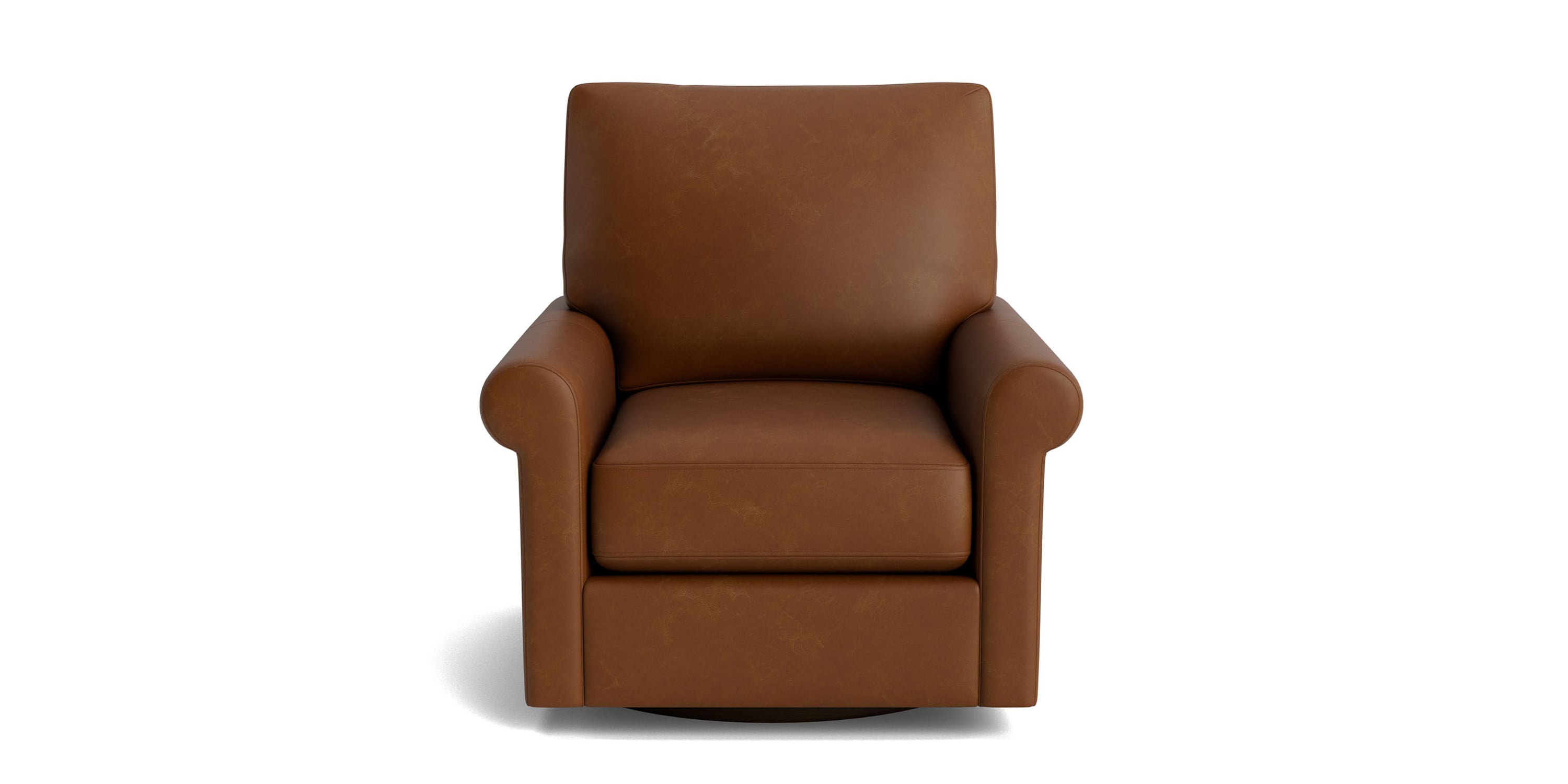 True Custom® Leather Roll Arm Swivel Chair Bassett