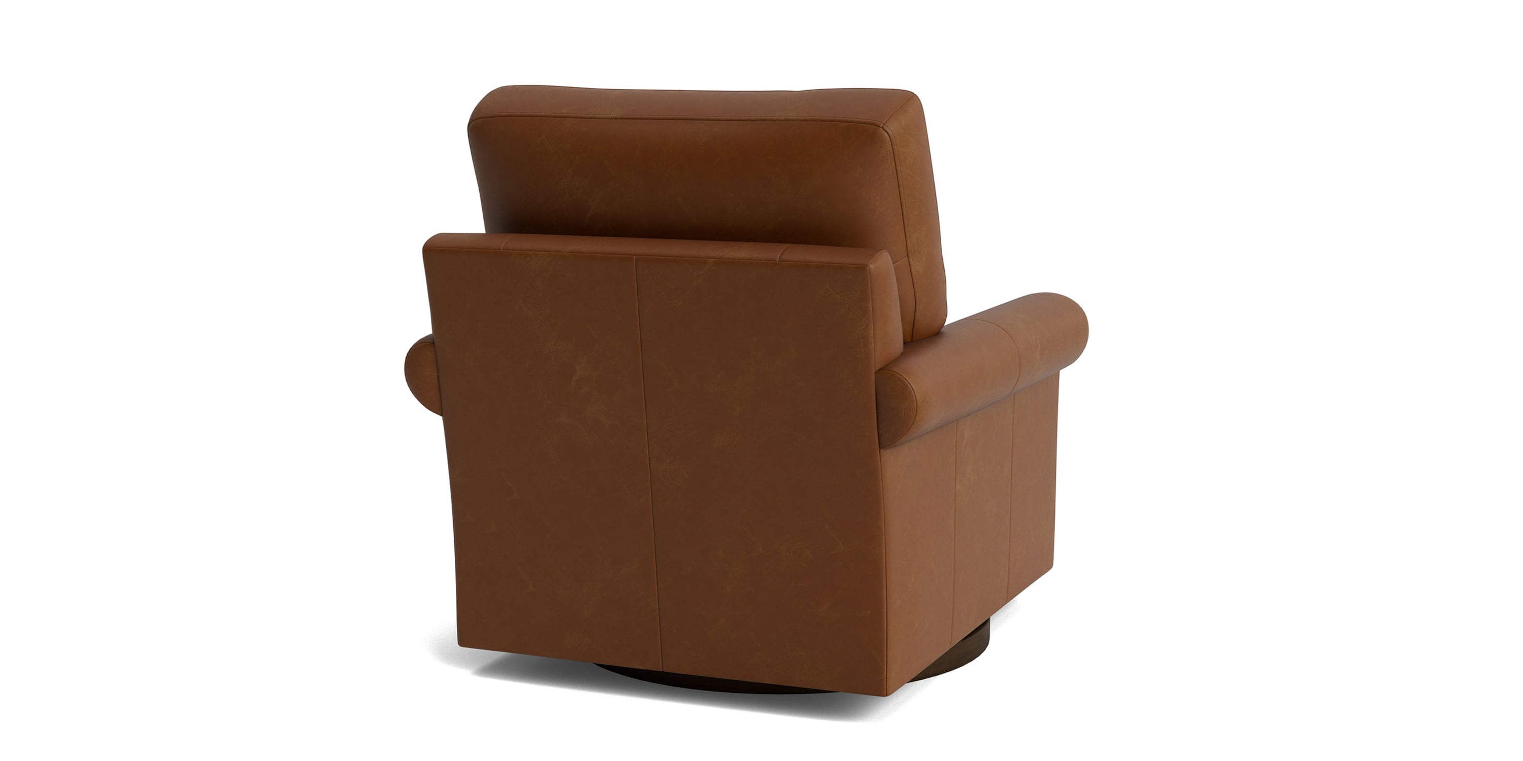 True Custom® Leather Roll Arm Swivel Chair Bassett