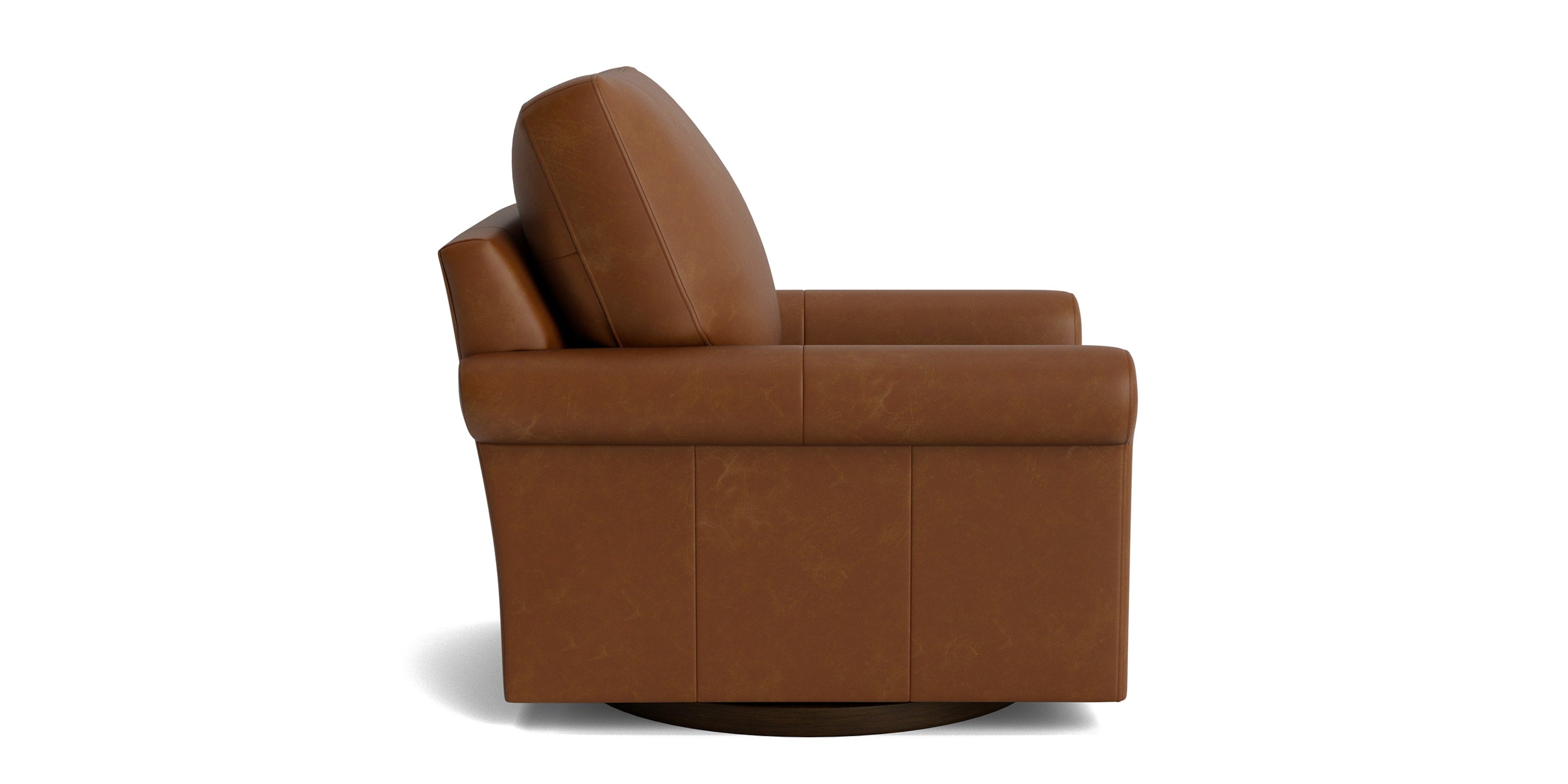 True Custom® Leather Roll Arm Swivel Chair Bassett