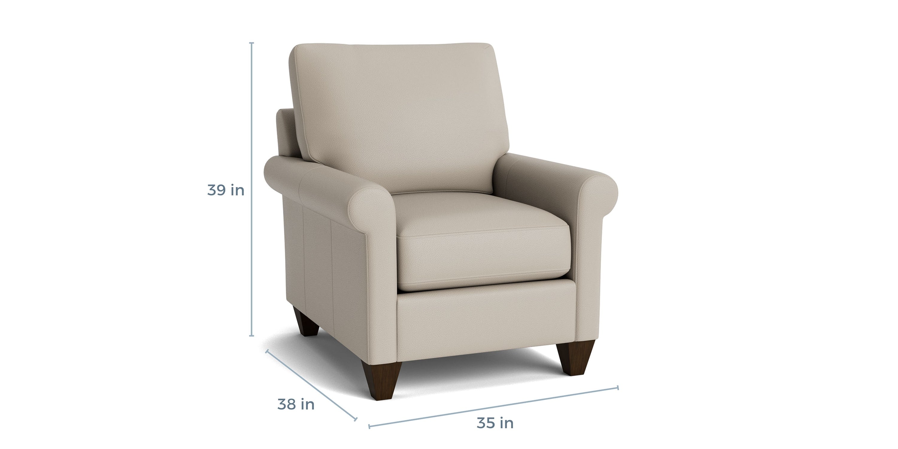 True Custom® Leather Roll Arm Accent Chair Bassett