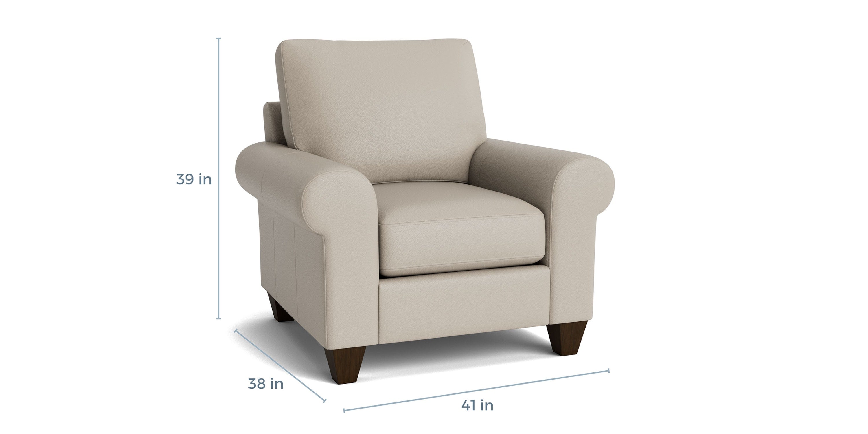 True Custom® Leather Large Roll Arm Accent Chair Bassett