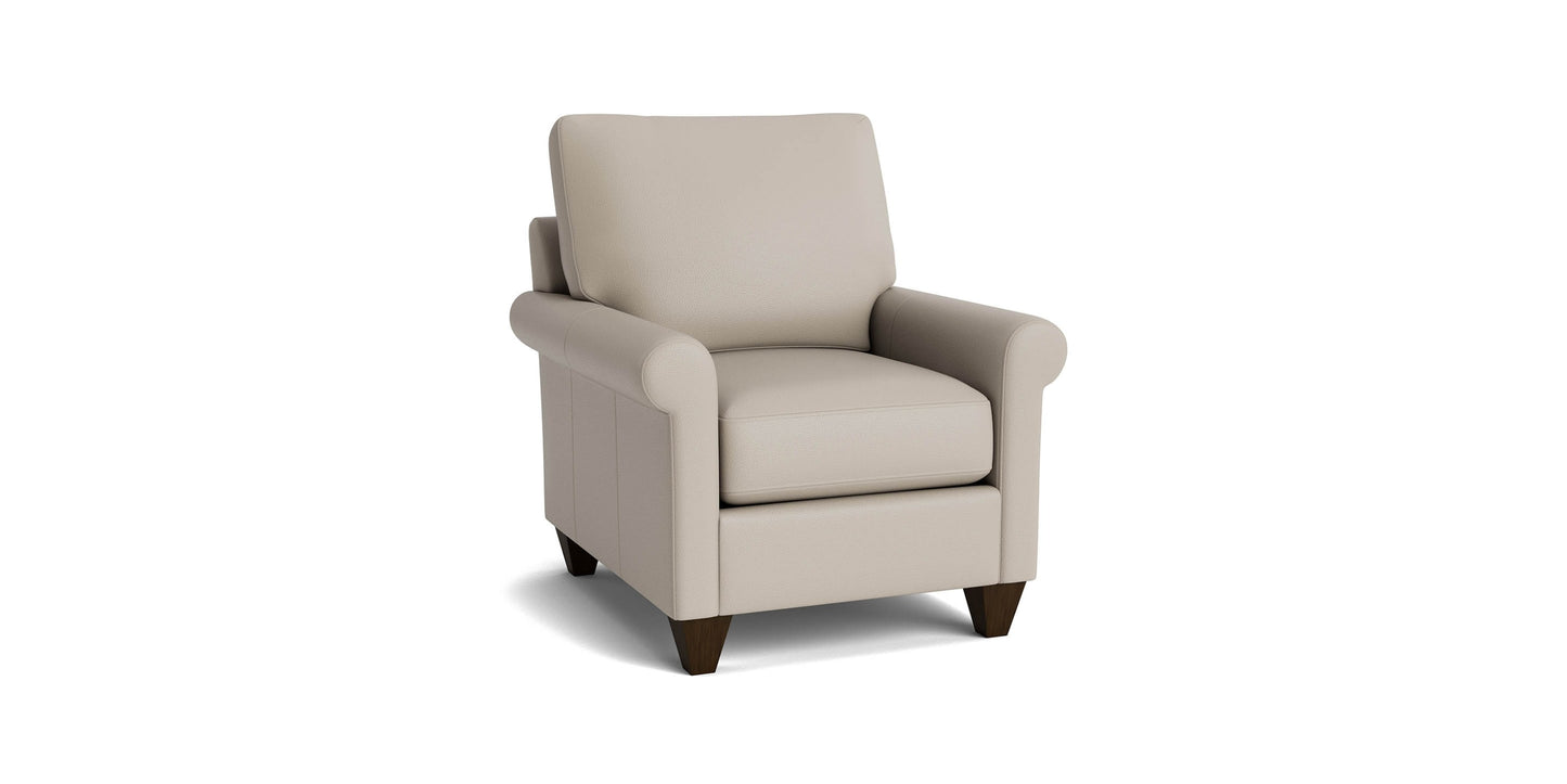 True Custom® Leather Roll Arm Accent Chair Bassett