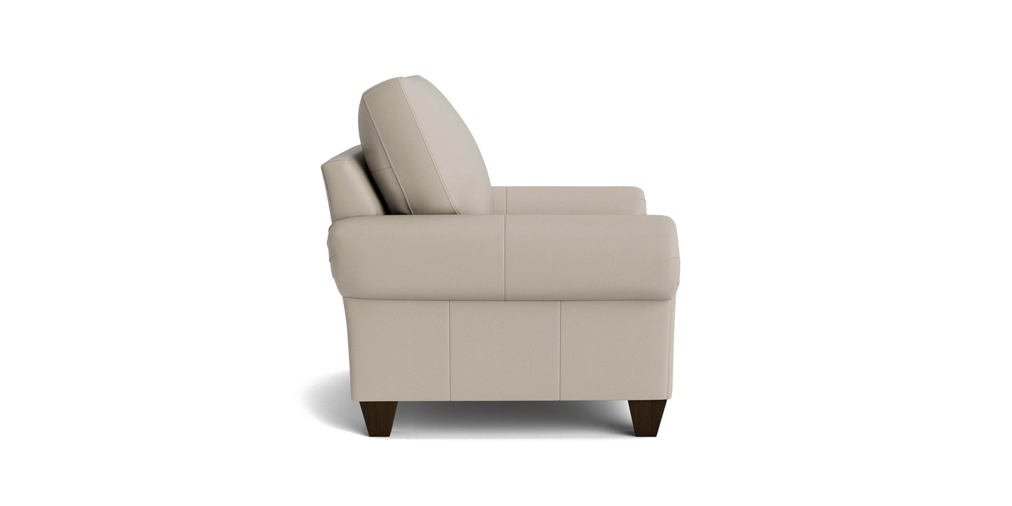True Custom® Leather Large Panel Arm Accent Chair Bassett