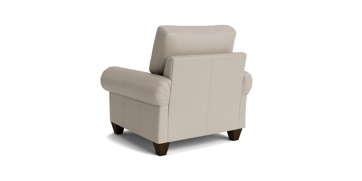 True Custom® Leather Large Panel Arm Accent Chair Bassett