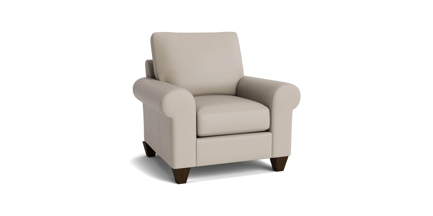 True Custom® Leather Large Roll Arm Accent Chair Bassett