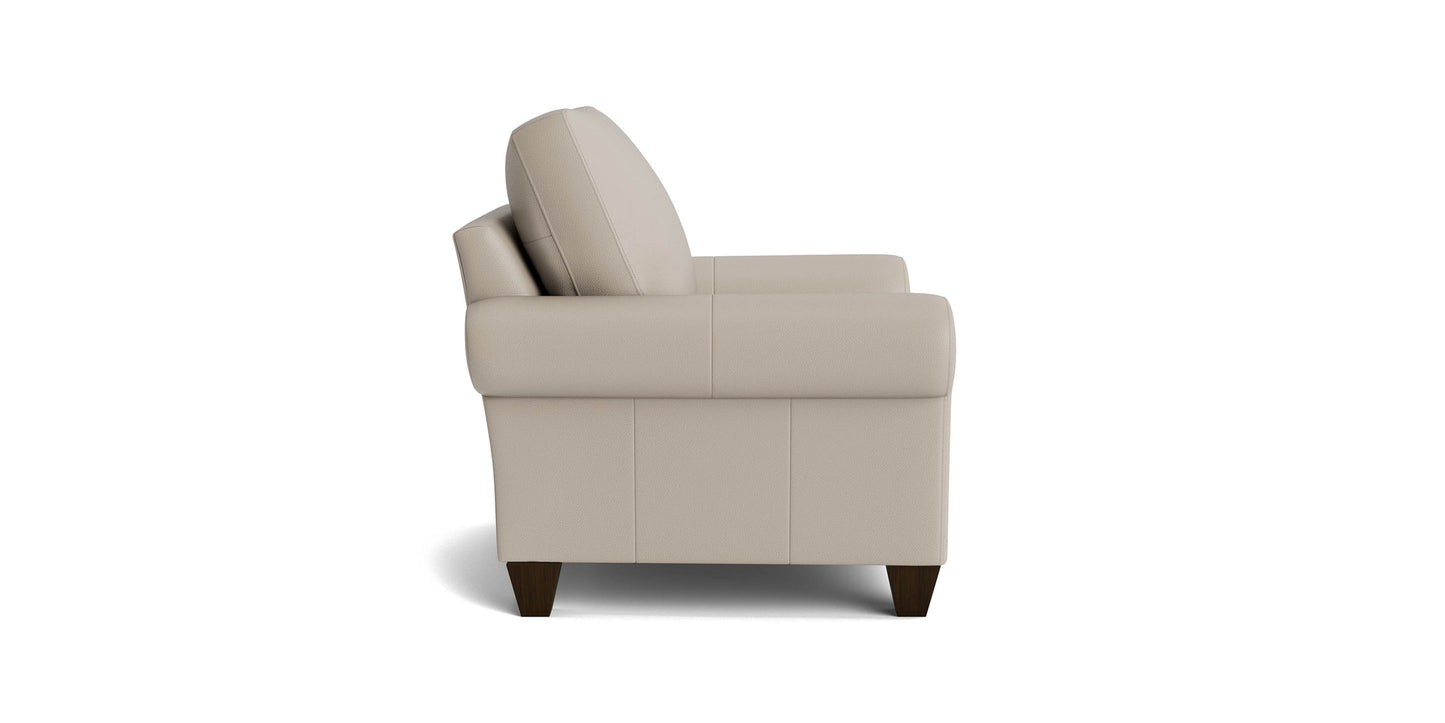 True Custom® Leather Large Roll Arm Accent Chair Bassett