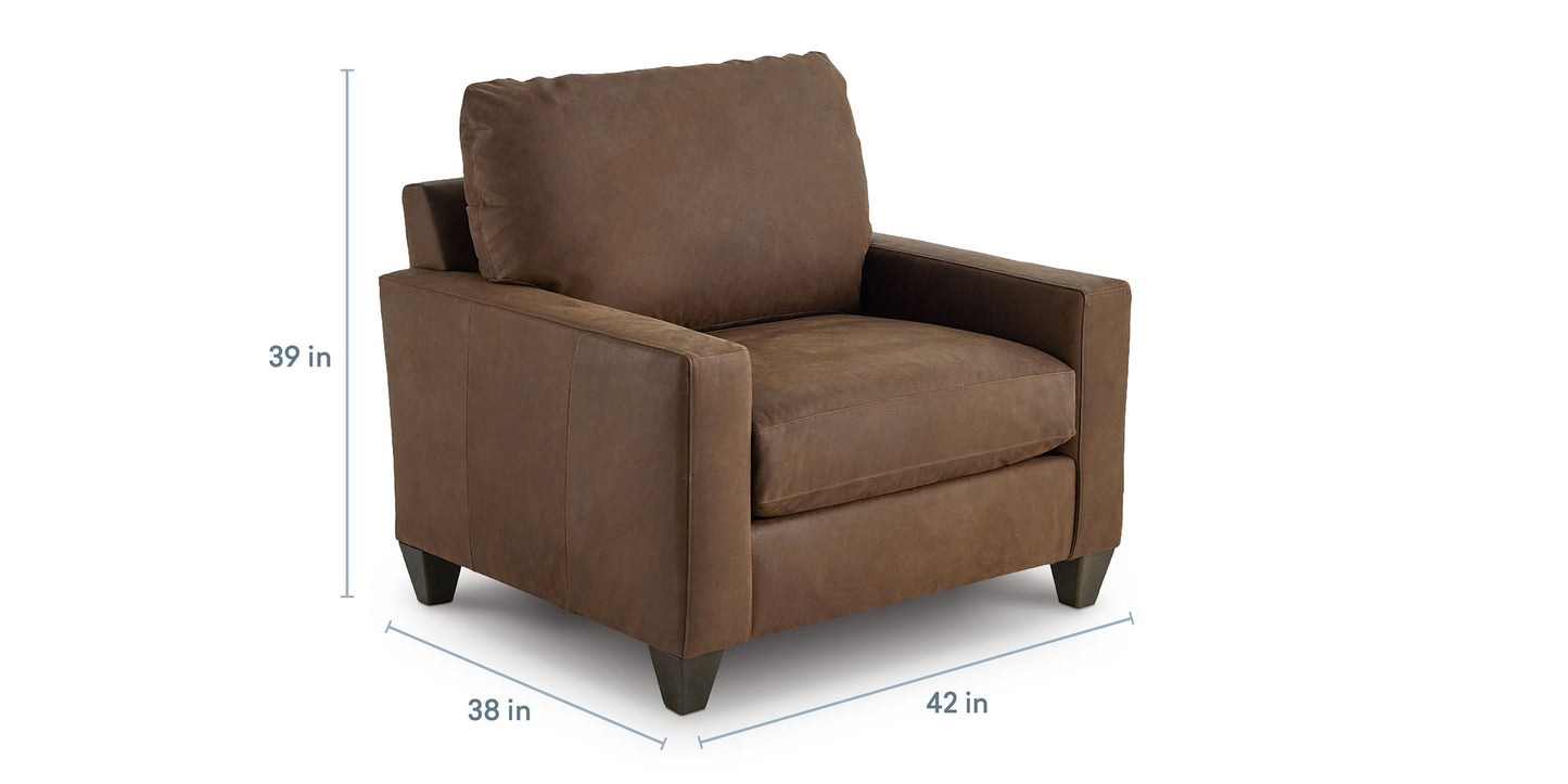 True Custom® Leather Track Arm Chair and a Half Bassett
