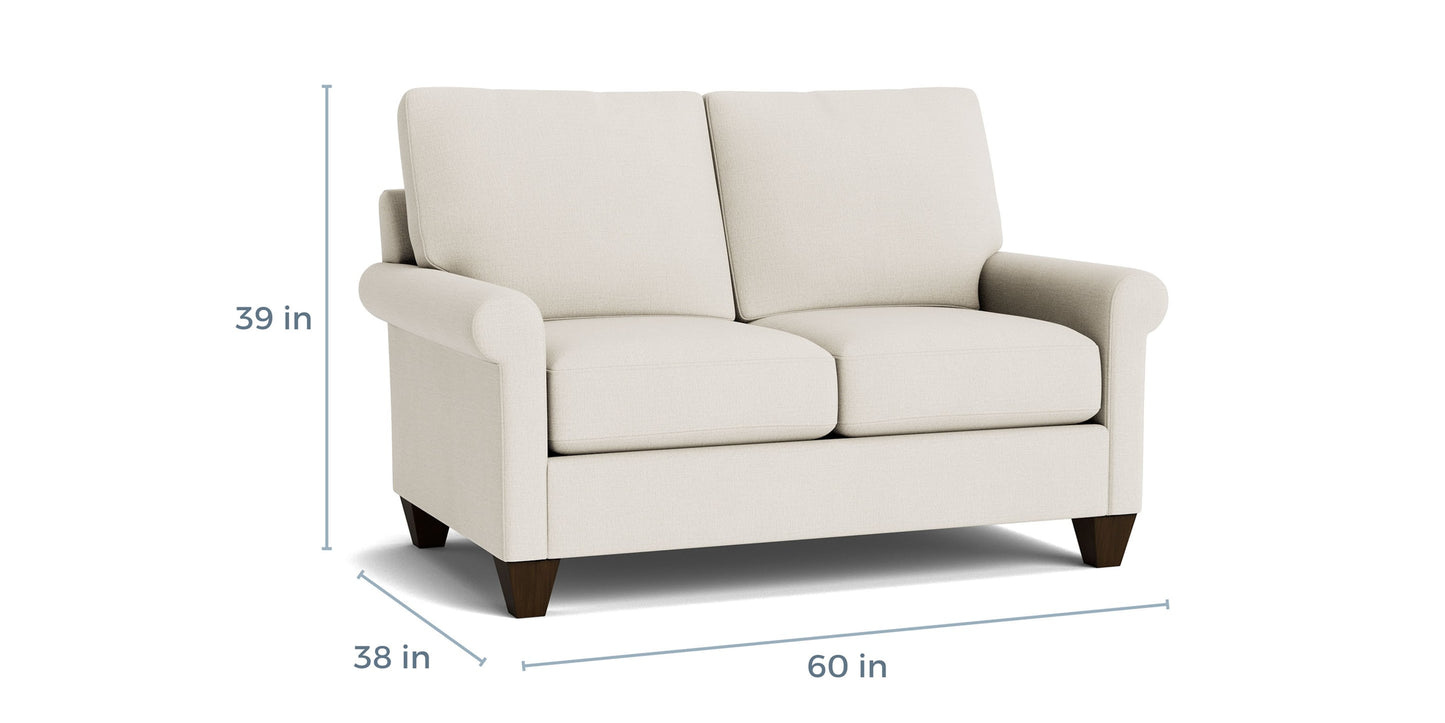 True Custom® Roll Arm Loveseat Bassett
