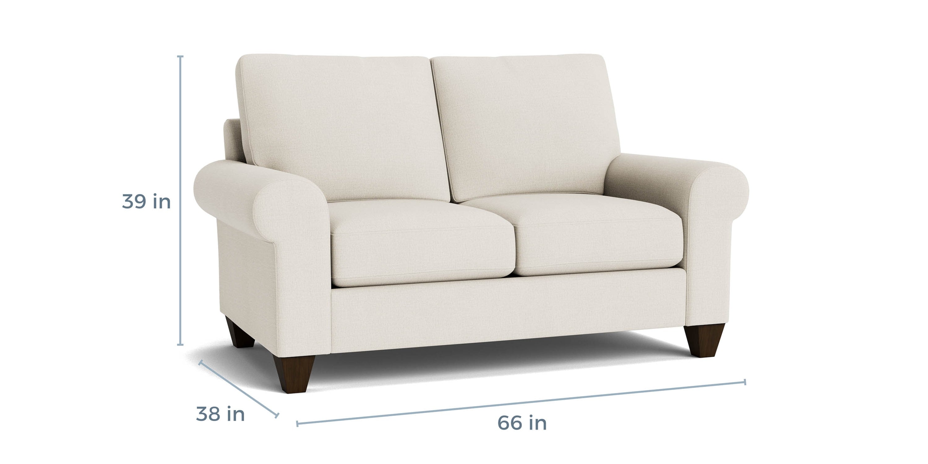 True Custom® Large Roll Arm Loveseat Bassett