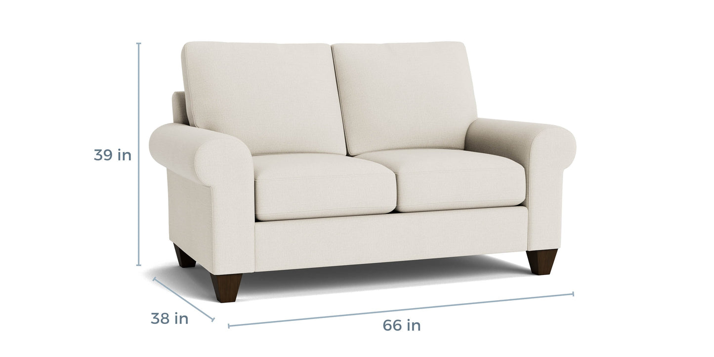 True Custom® Large Roll Arm Loveseat Bassett