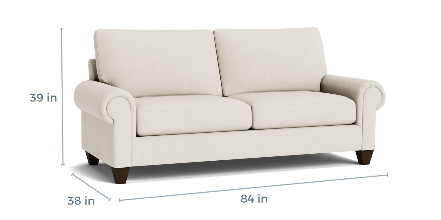 True Custom® Large Panel Arm Studio Sofa Bassett