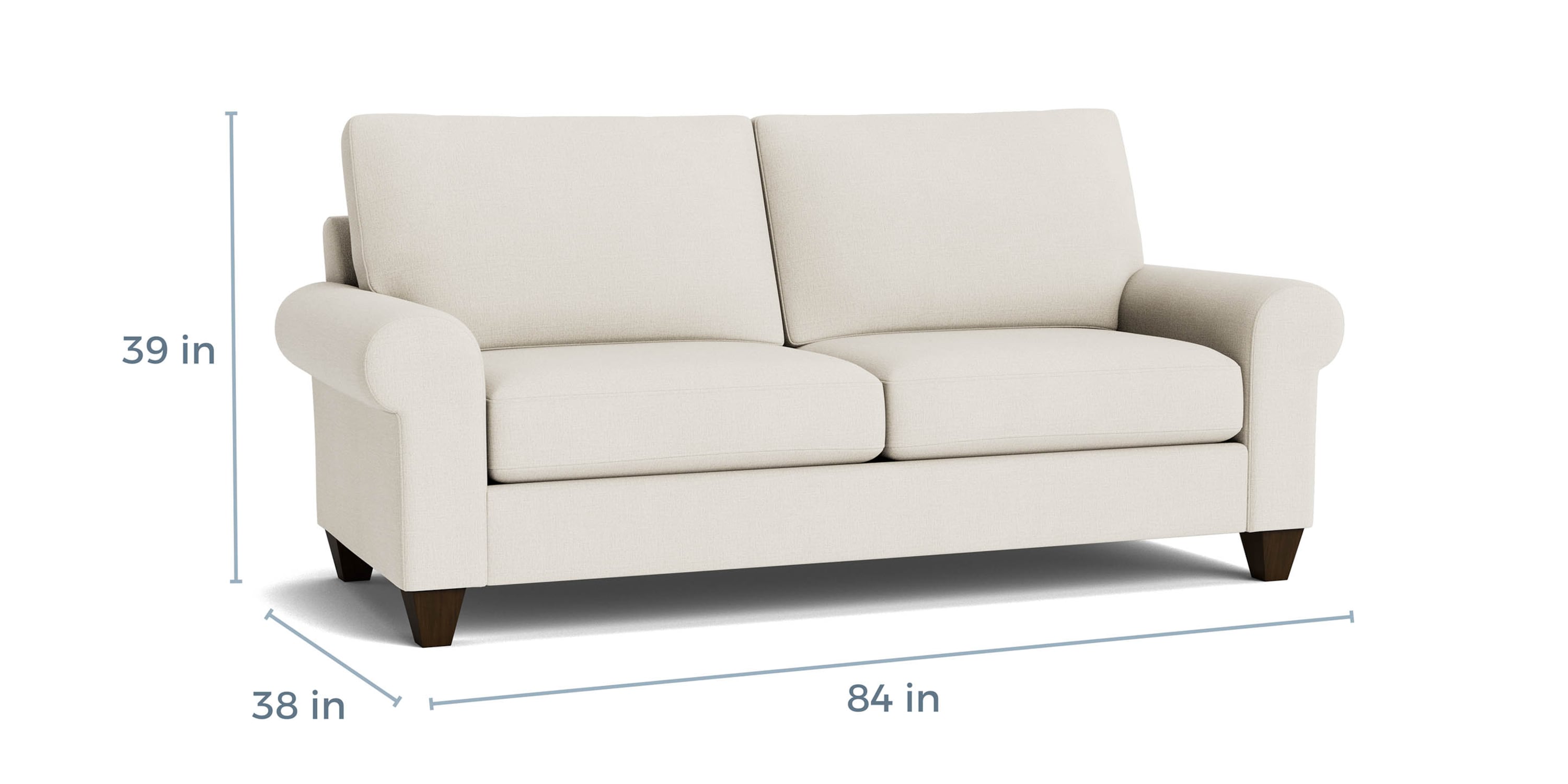 True Custom® Large Roll Arm Studio Sofa Bassett
