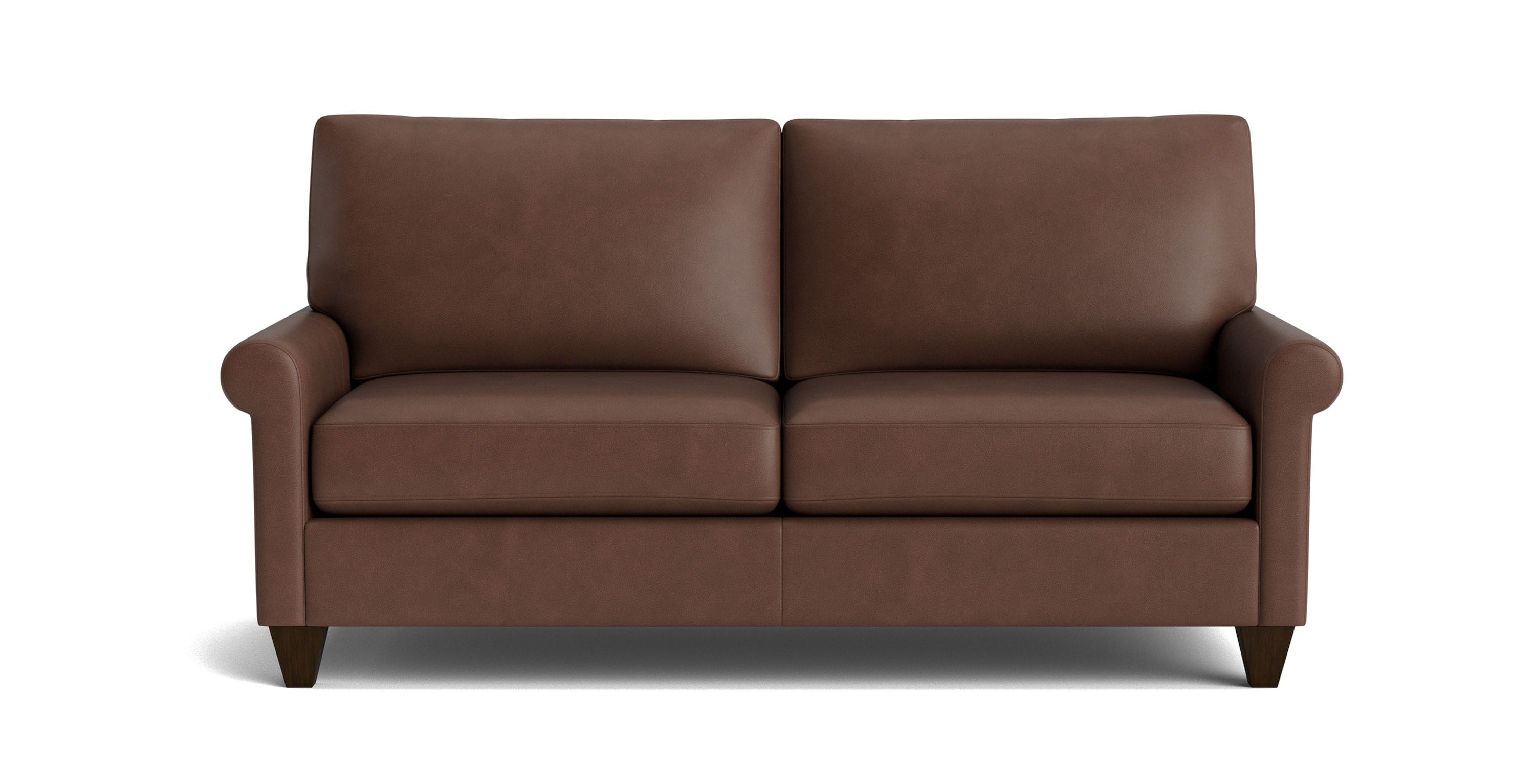 True Custom® Leather Roll Arm Studio Sofa Bassett