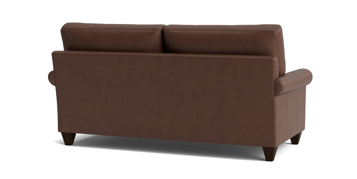 True Custom® Leather Roll Arm Studio Sofa Bassett