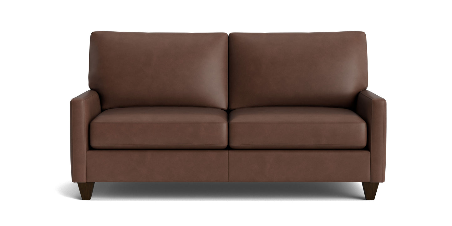 True Custom® Leather Track Arm Studio Sofa Bassett