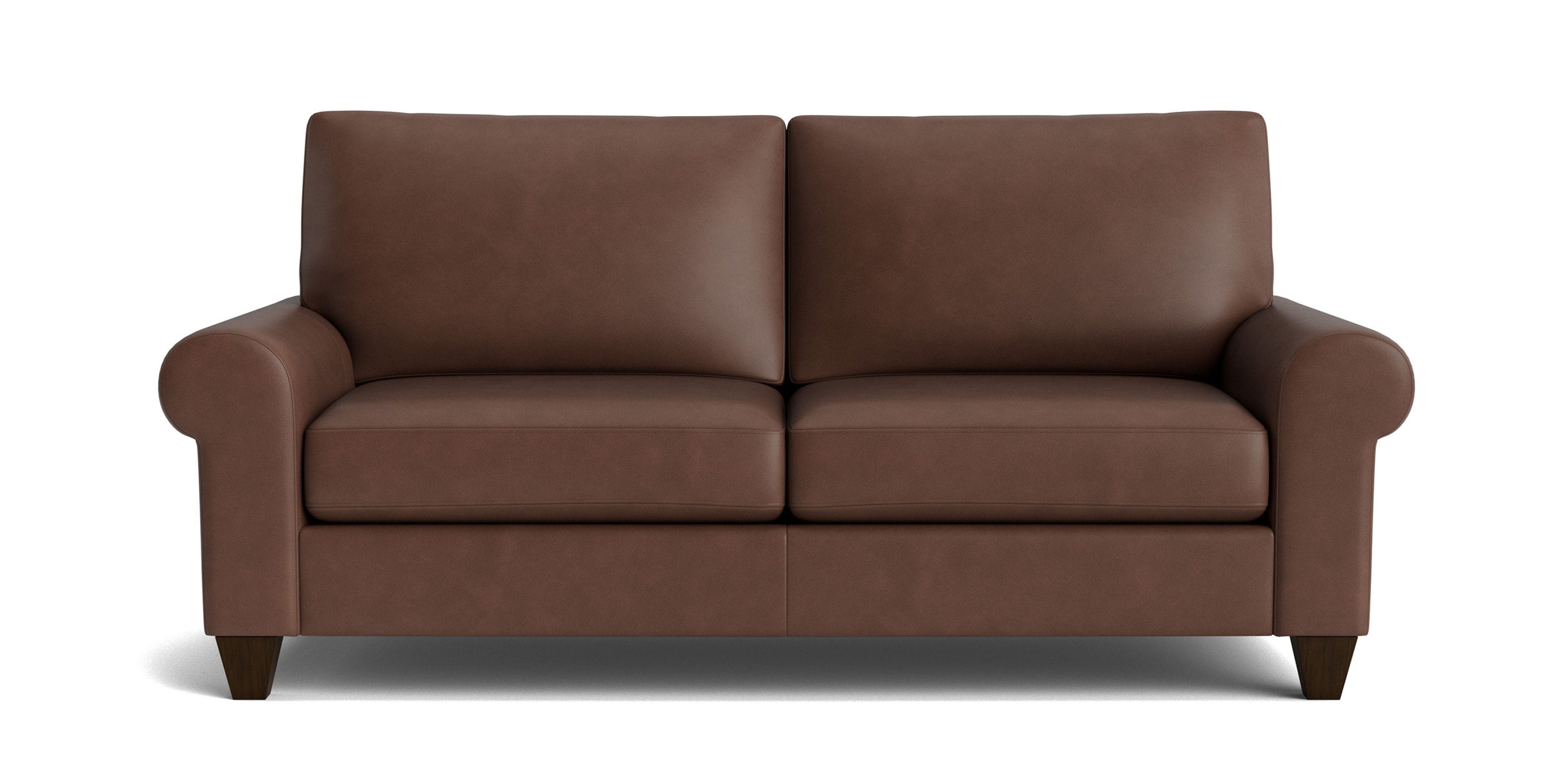 True Custom® Leather Large Roll Arm Studio Sofa Bassett