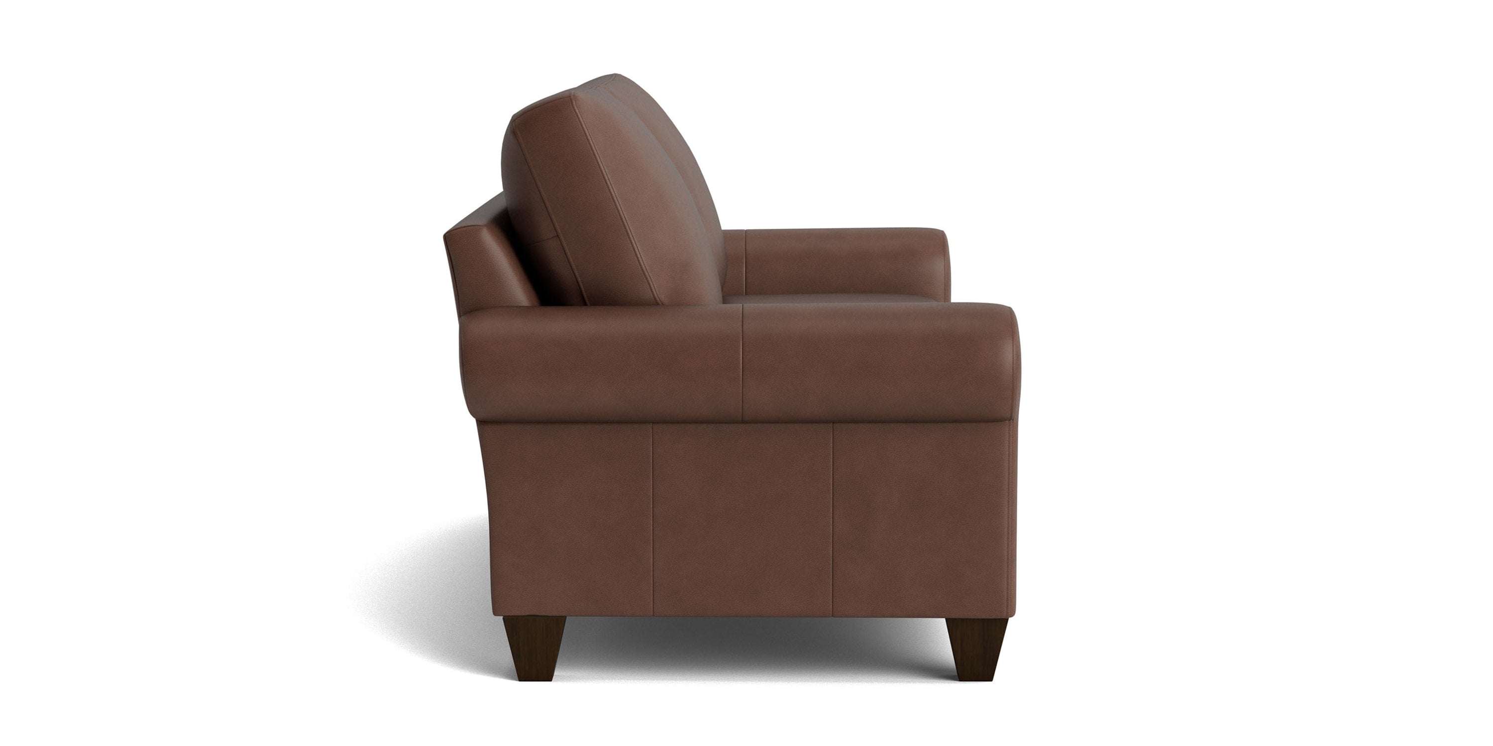 True Custom® Leather Large Roll Arm Studio Sofa Bassett