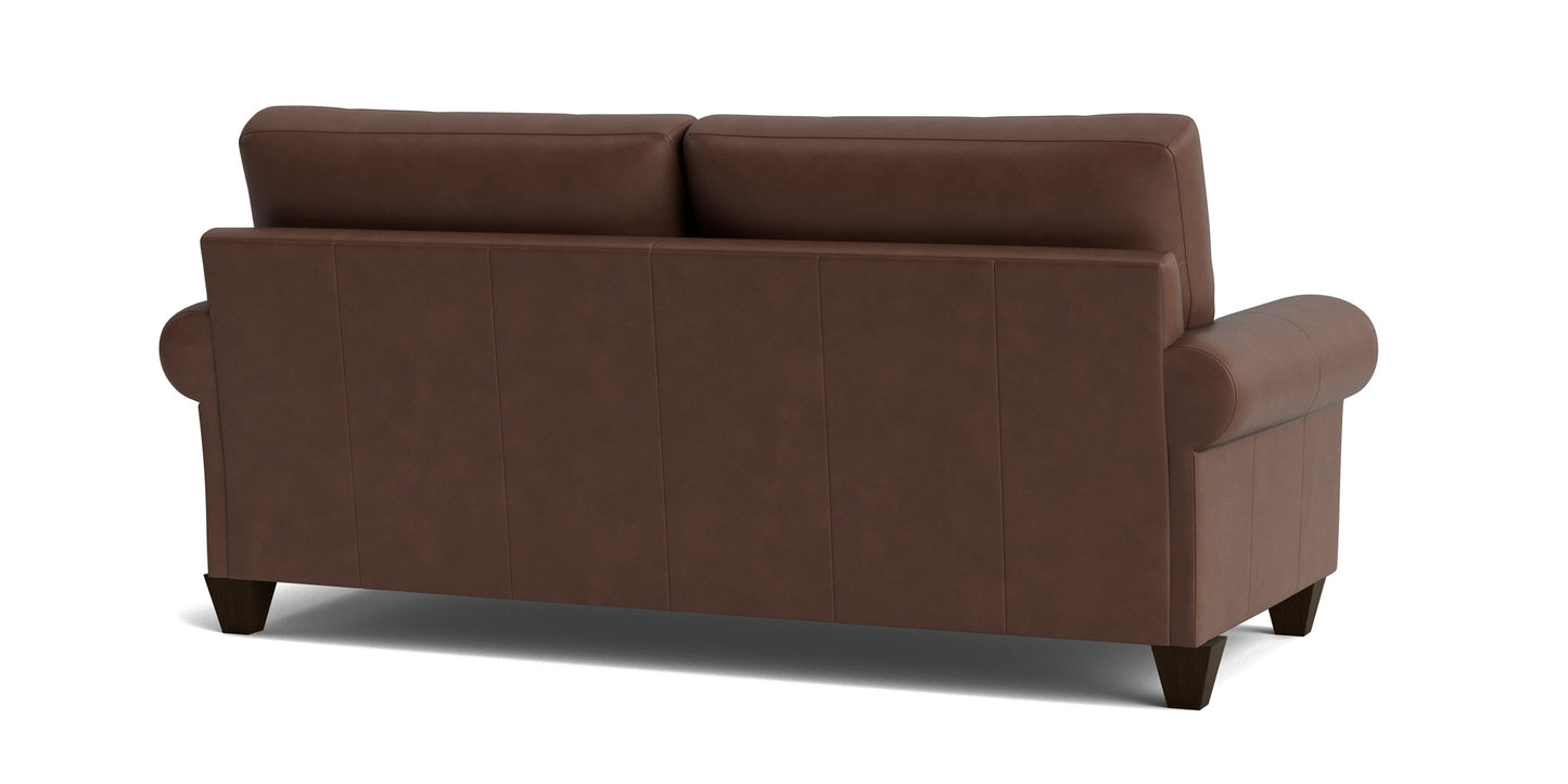 True Custom® Leather Large Roll Arm Studio Sofa Bassett