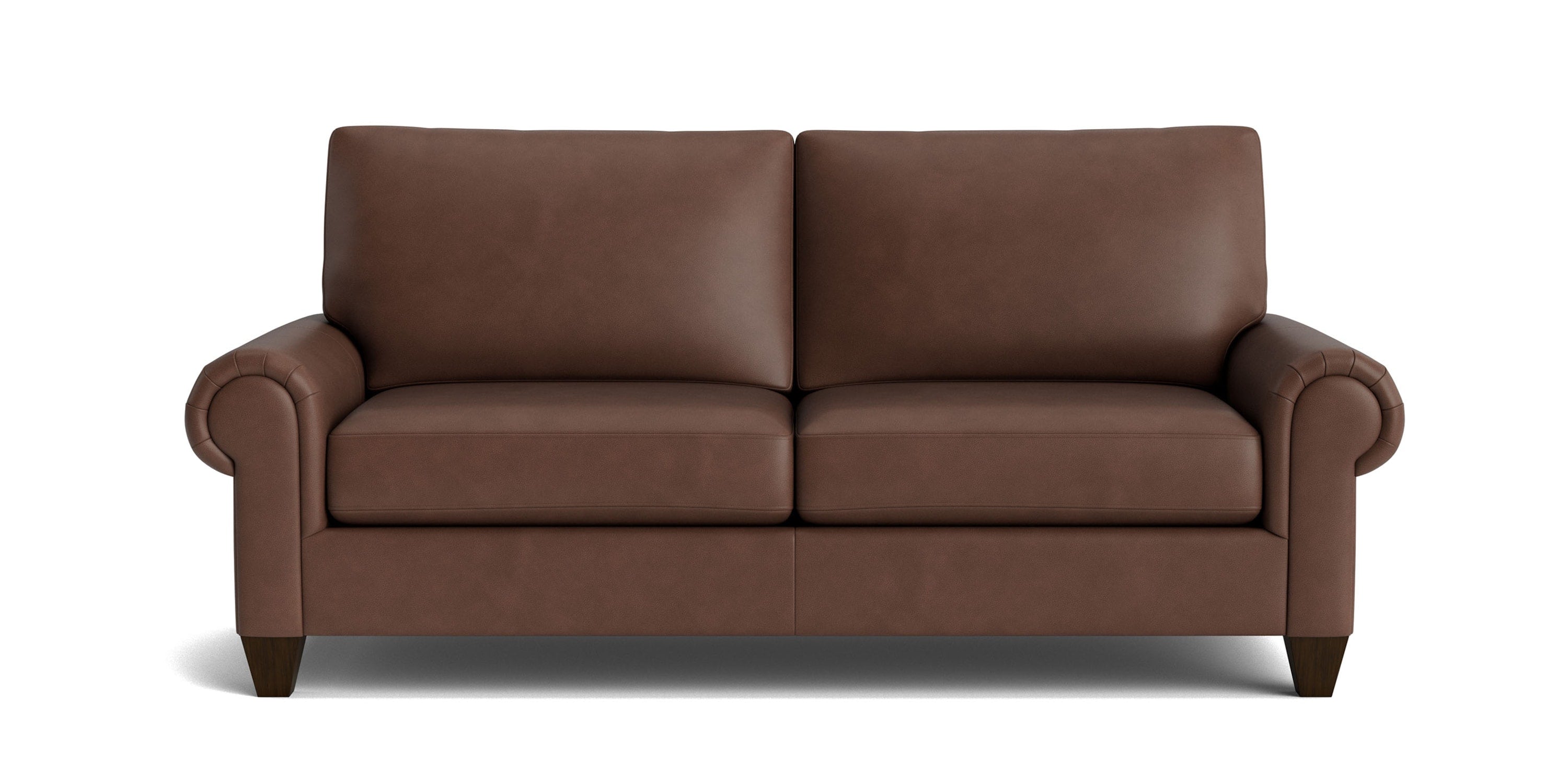 True Custom® Leather Large Panel Arm Studio Sofa Bassett