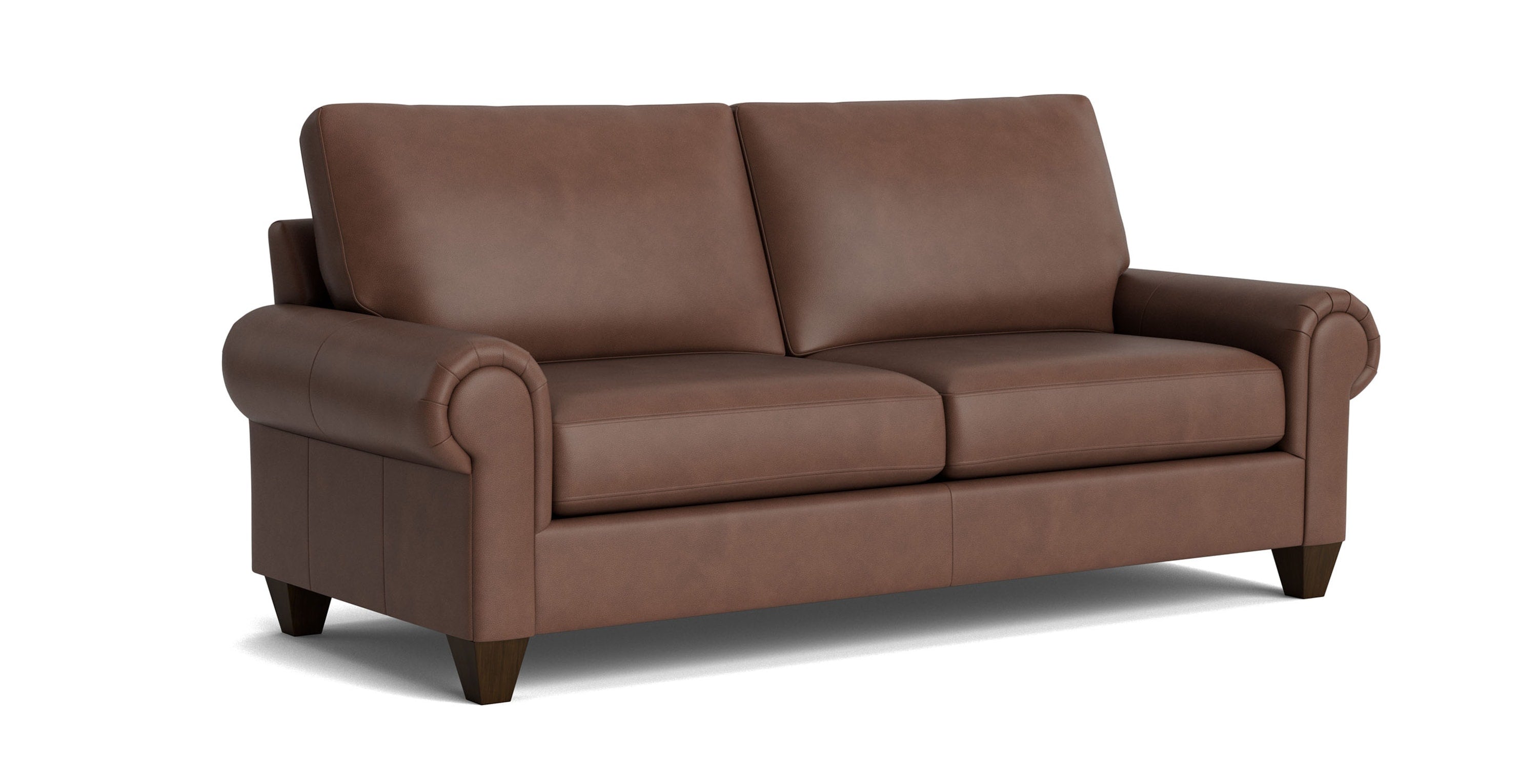 True Custom® Leather Large Panel Arm Studio Sofa Bassett