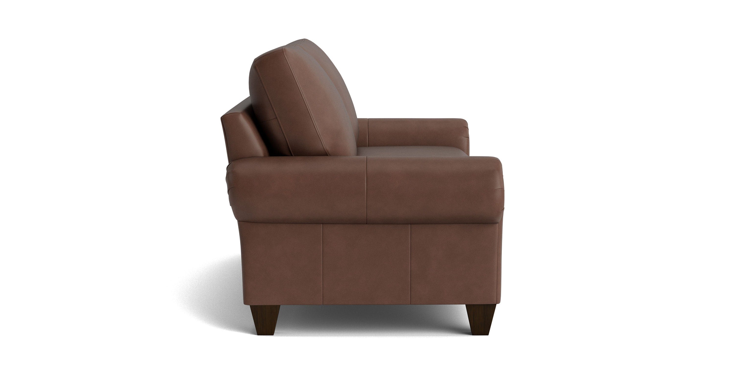 True Custom® Leather Large Panel Arm Studio Sofa Bassett