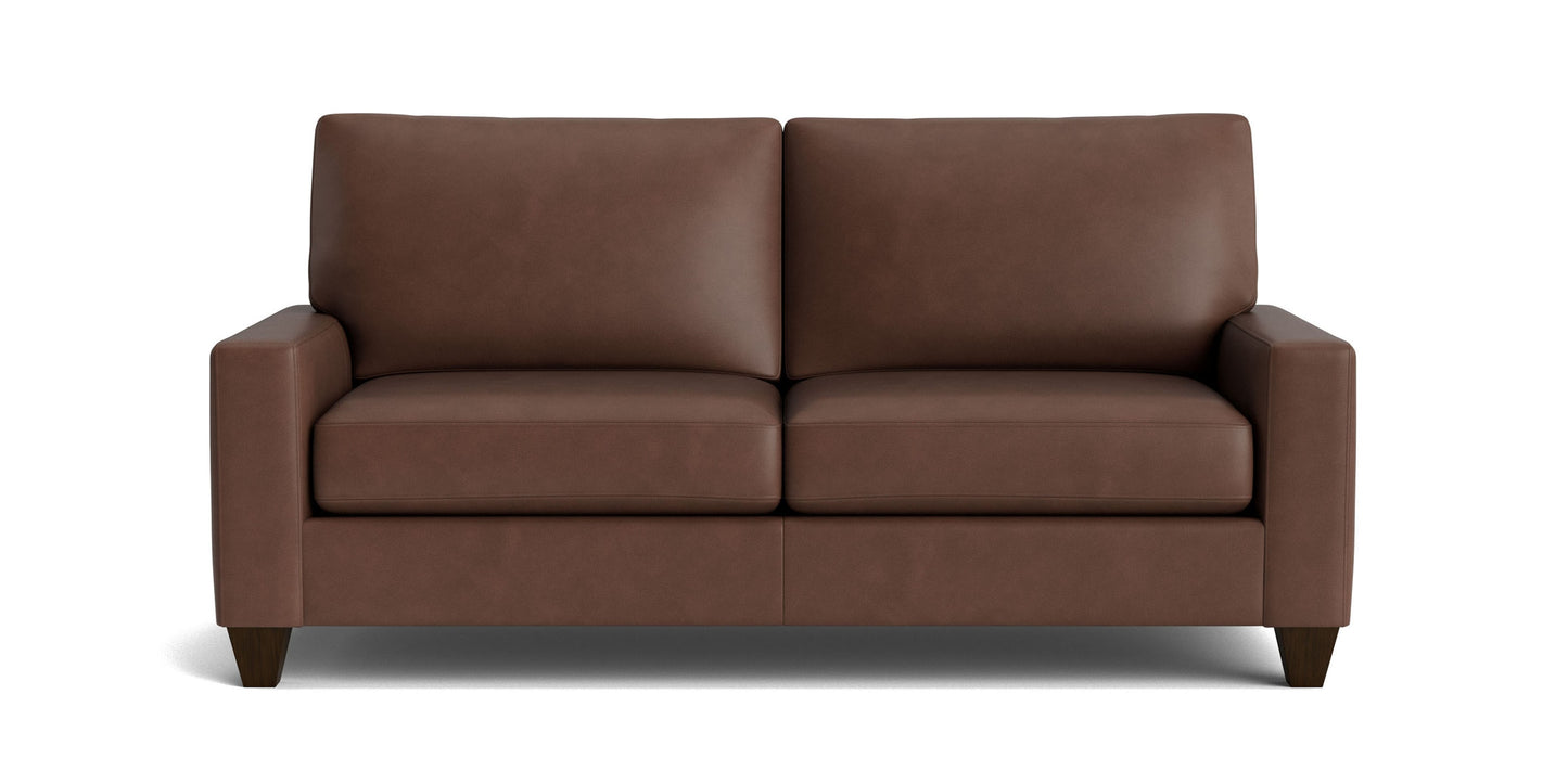 True Custom® Leather Large Track Arm Studio Sofa Bassett