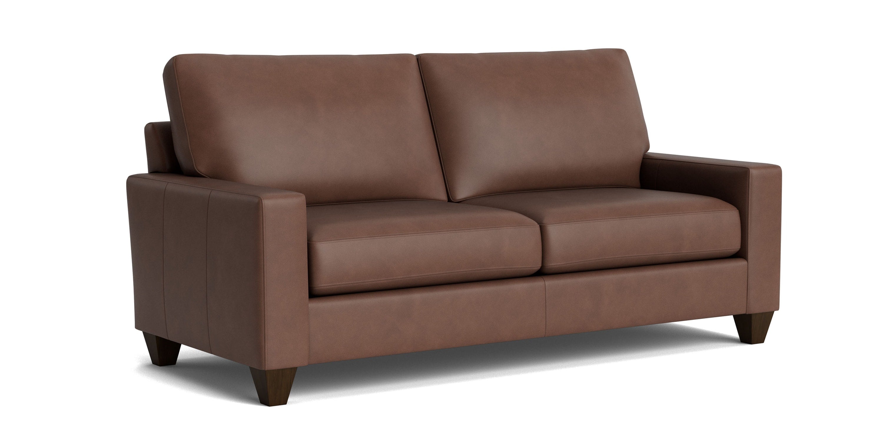 True Custom® Leather Large Track Arm Studio Sofa Bassett