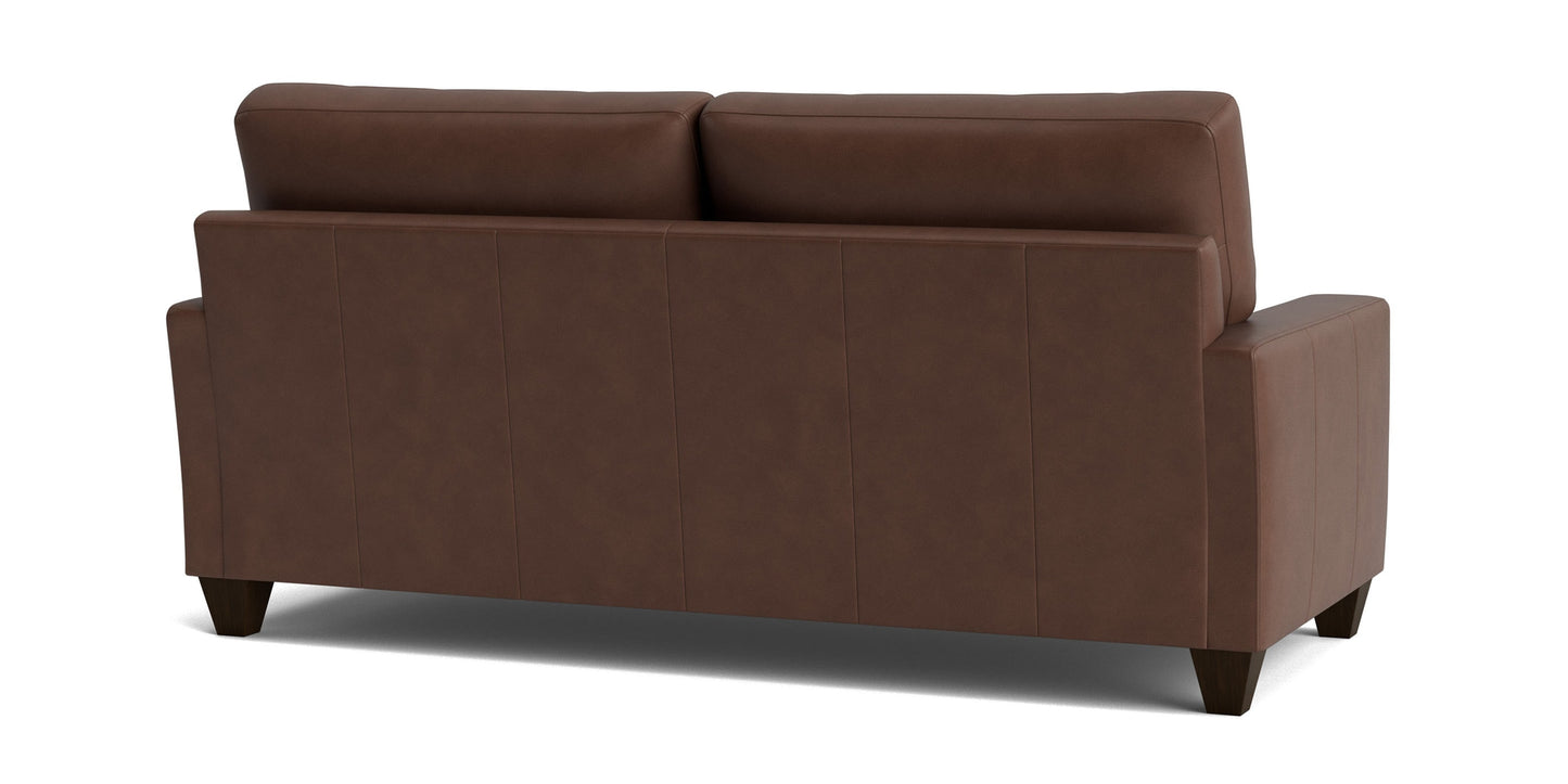 True Custom® Leather Large Track Arm Studio Sofa Bassett