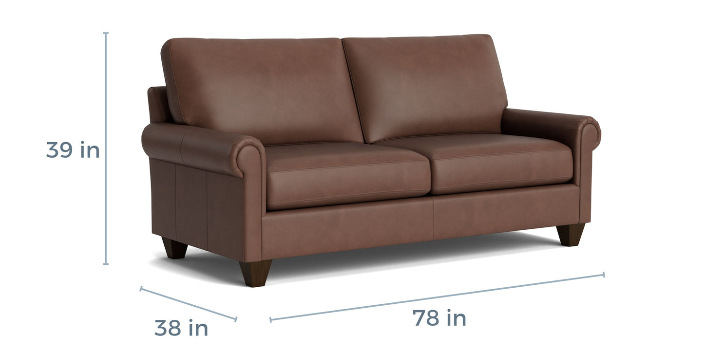 True Custom® Leather Panel Arm Studio Sofa Bassett