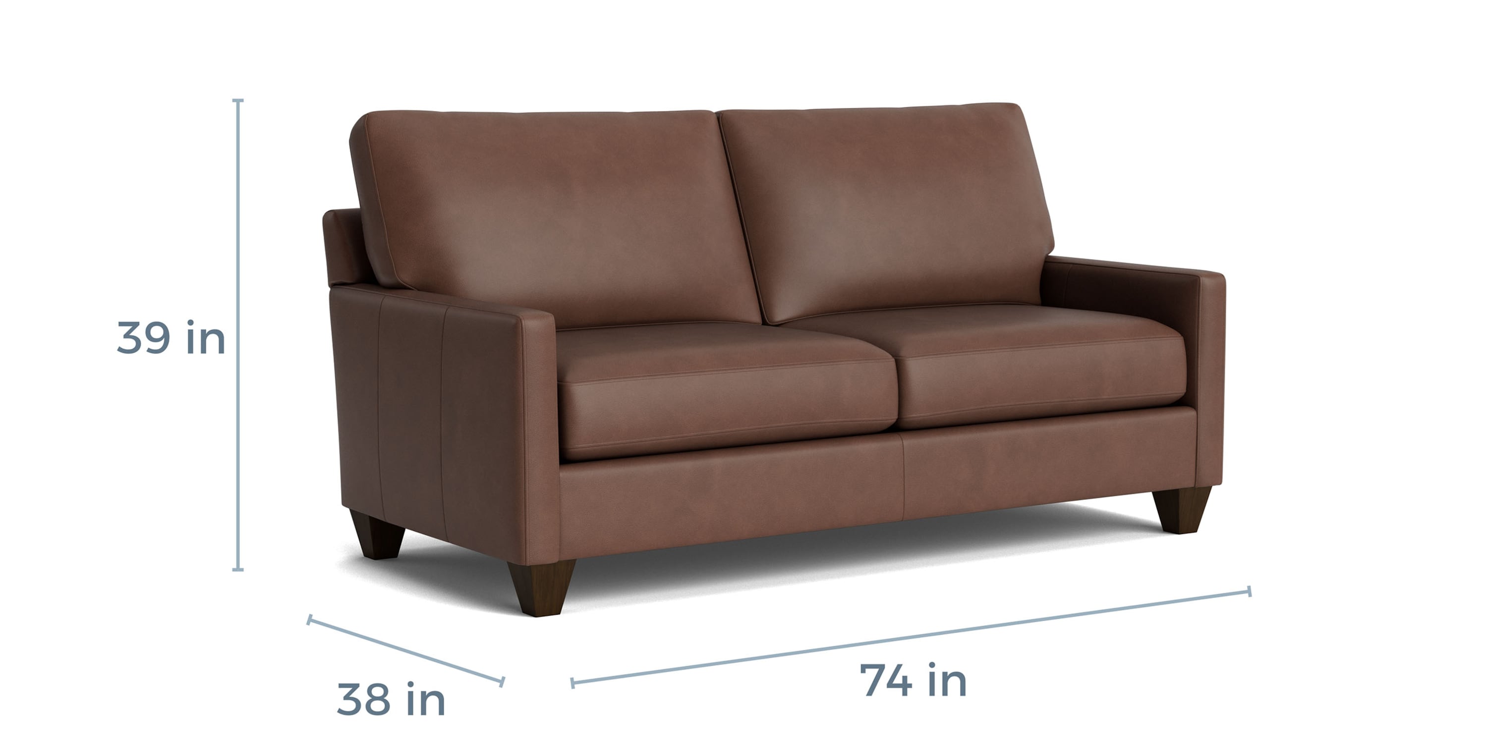 True Custom® Leather Track Arm Studio Sofa Bassett