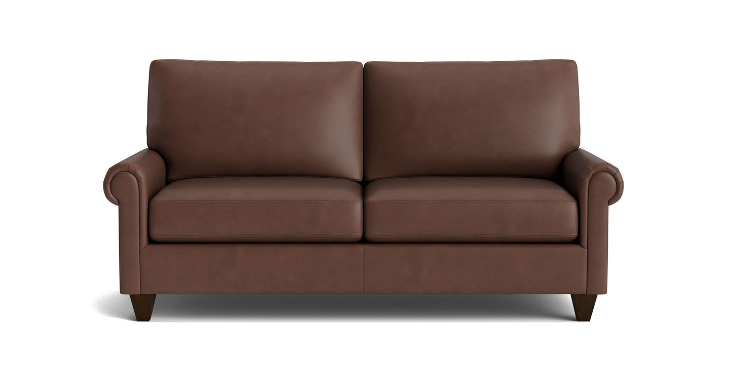 True Custom® Leather Panel Arm Studio Sofa Bassett