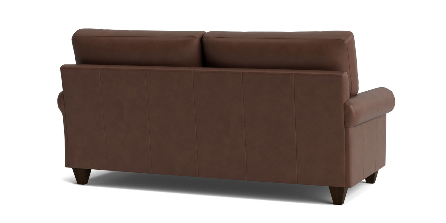 True Custom® Leather Panel Arm Studio Sofa Bassett