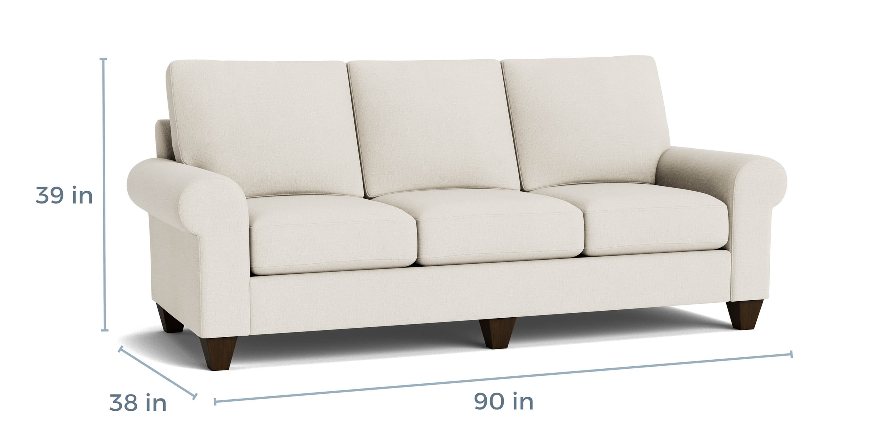 True Custom® Large Roll Arm Sofa Bassett
