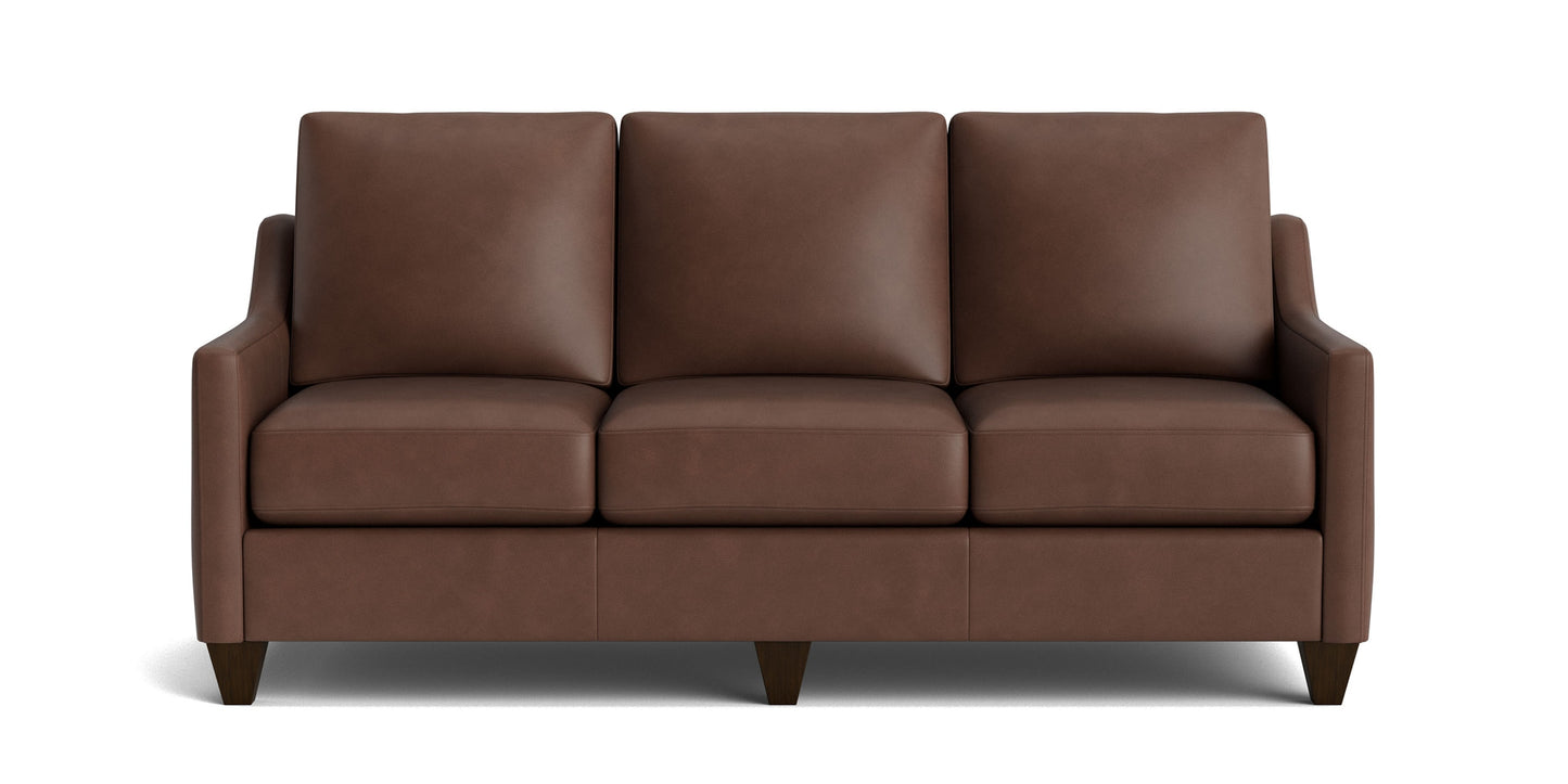 True Custom® Leather Slope Arm Sofa Bassett