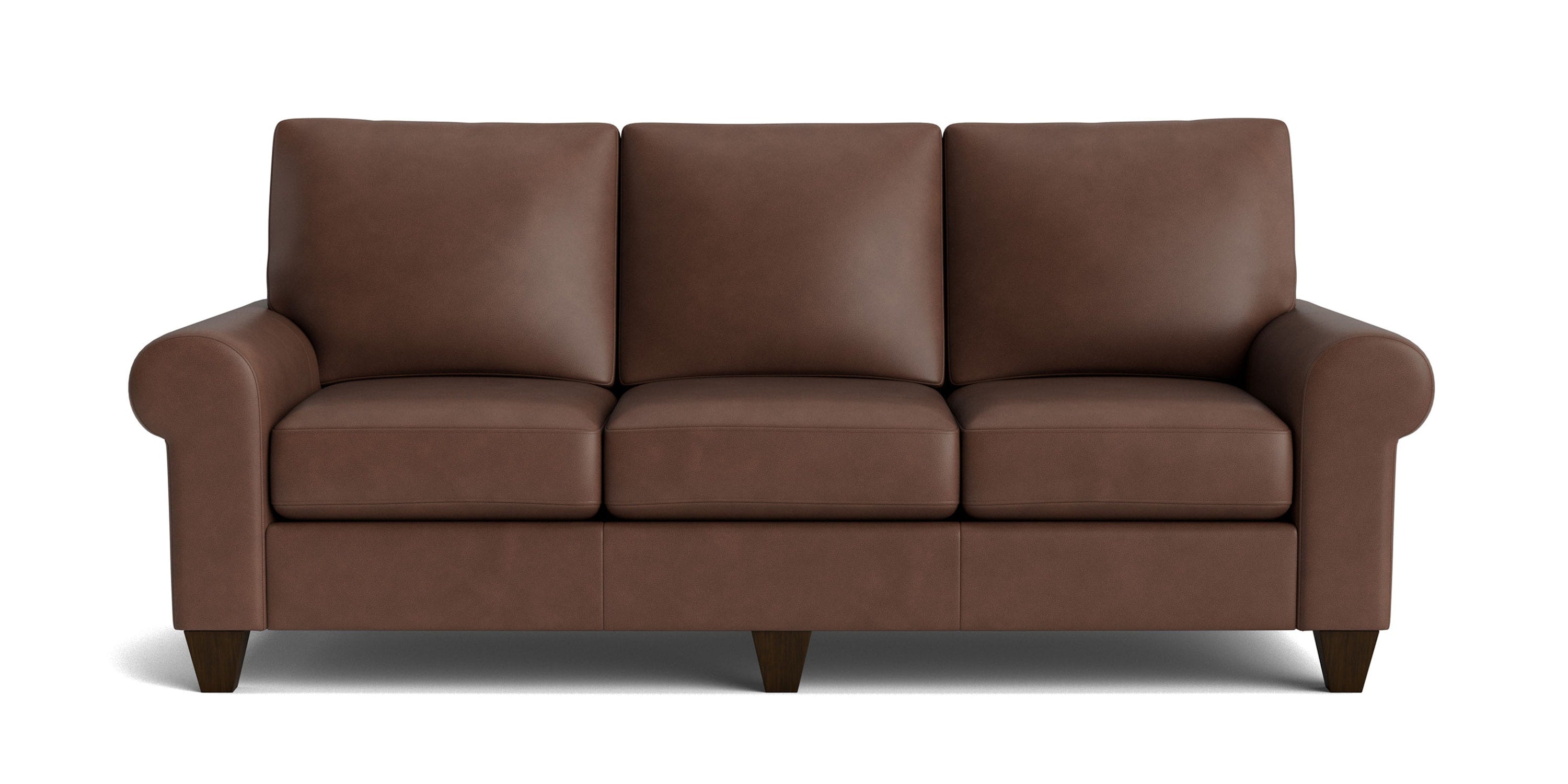 True Custom® Leather Large Roll Arm Sofa Bassett